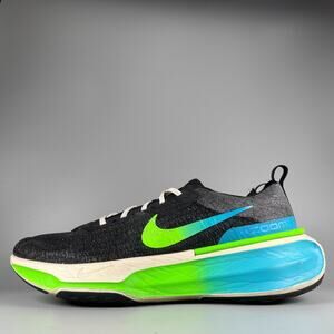 Nike ZoomX Invincible Run Flyknit 3 By You Men's 14 Black Green Running Shoe GUC
